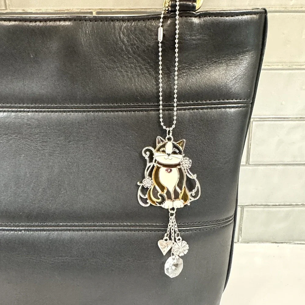 NWT Calico Cat Charm Sun Catcher Mirror Ornament Bag Charm‎ Ganz